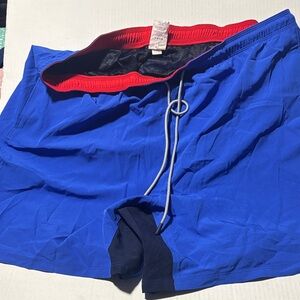 Reebok Royal Blue Swim Trunks with Red Waistband